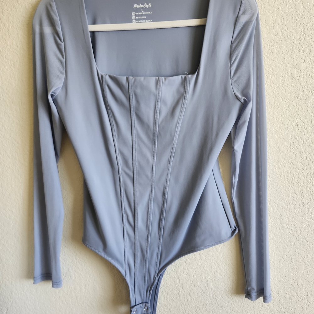 Blue Long Sleeve Bodysuit